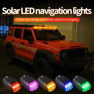 Car Solar Roof RGB Strobe Light Wireless No Punch With Remote Control Cab Signal Lamp LED Truck Pickup SUV Roof Warning Lamp Enhanced Night Visibility Universal Vehicle Safety Car Accessories Decorative lights as gifts for men and women
