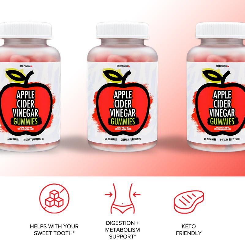 Sculpt Nation Apple Cider Vinegar Gummies -  Digestion Support Healthcare Dietary apple  cider  vinegar Organic Vitamin