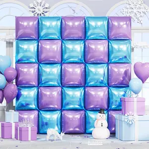 Blue and Purple Square Foil Balloon Wall,19 Inches Double Sided Chrome Square Balloons Tunnel Arch Kit for Shower,Princess Wedding,Birthday Party Decoration