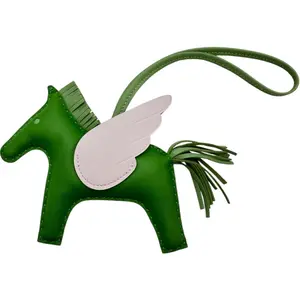 Pre-owned HERMÈS Lambskin Small Leather Goods Rodeo MM Pegasus Agneau Milo Leather Bag Charm