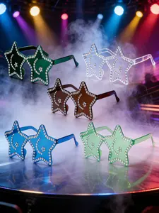 Women's Party Decoration Glasses Star Shape Frame Adhesive Sparkling Rhinestones Exaggerated Novelty Style Perfect for Parties Celebrations