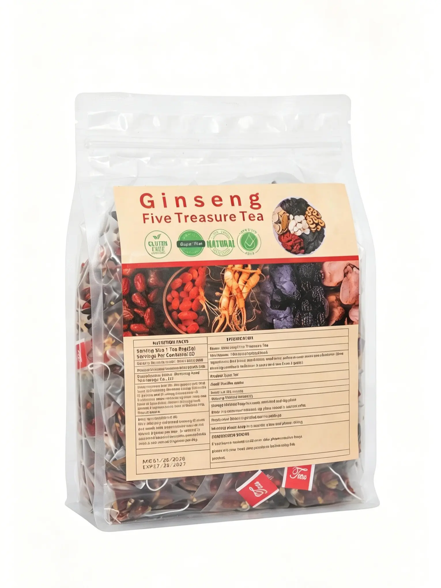 Herbiary Ginseng Kidney Tea, Organic Chinese Herbal Beverage for Men & Women, Natural Detox Cleanse Formula, Value Pack Healthy Traditional Kidney Support Tea