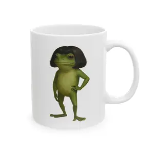 Unbothered Frog Art Mug – Viral Vintage-Style Frog Illustration, Funny Aesthetic Coffee Mug, 11oz Ceramic Mug