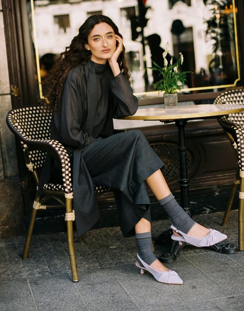 VIVAIA Arch Support Pointed Toe Mesh Bow Slingback Kitten Heels, Comfortable Heels, Wedding Shoes, Summer Heels, Breathable Mesh, Suitable for Dinner, Commute, Summer Party, Weddings, Slingback Sandals, Summer Sandals (Sanna)