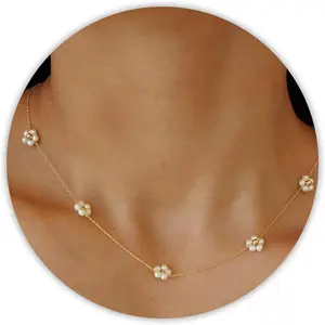 Necklaces for Women, Daisy  Choker as Y Shaped    Heart Necklace for Anniversary Birthday Gifts White Baroque Necklace as Wedding