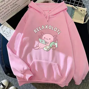 Anime Cute Unisex T-Shirt, Hoodie, Relaxolotl Axolotl Shirt, Cozy Fleece Unisex Sweatshirt, Axolotl, Japanese Anime Lover Sweatshirt, Manga Sweatshirt, Gift For Anime Fan, Her, Him, Japanese Anime Movie Lover Film Novelty Cartoon Sweatshirt