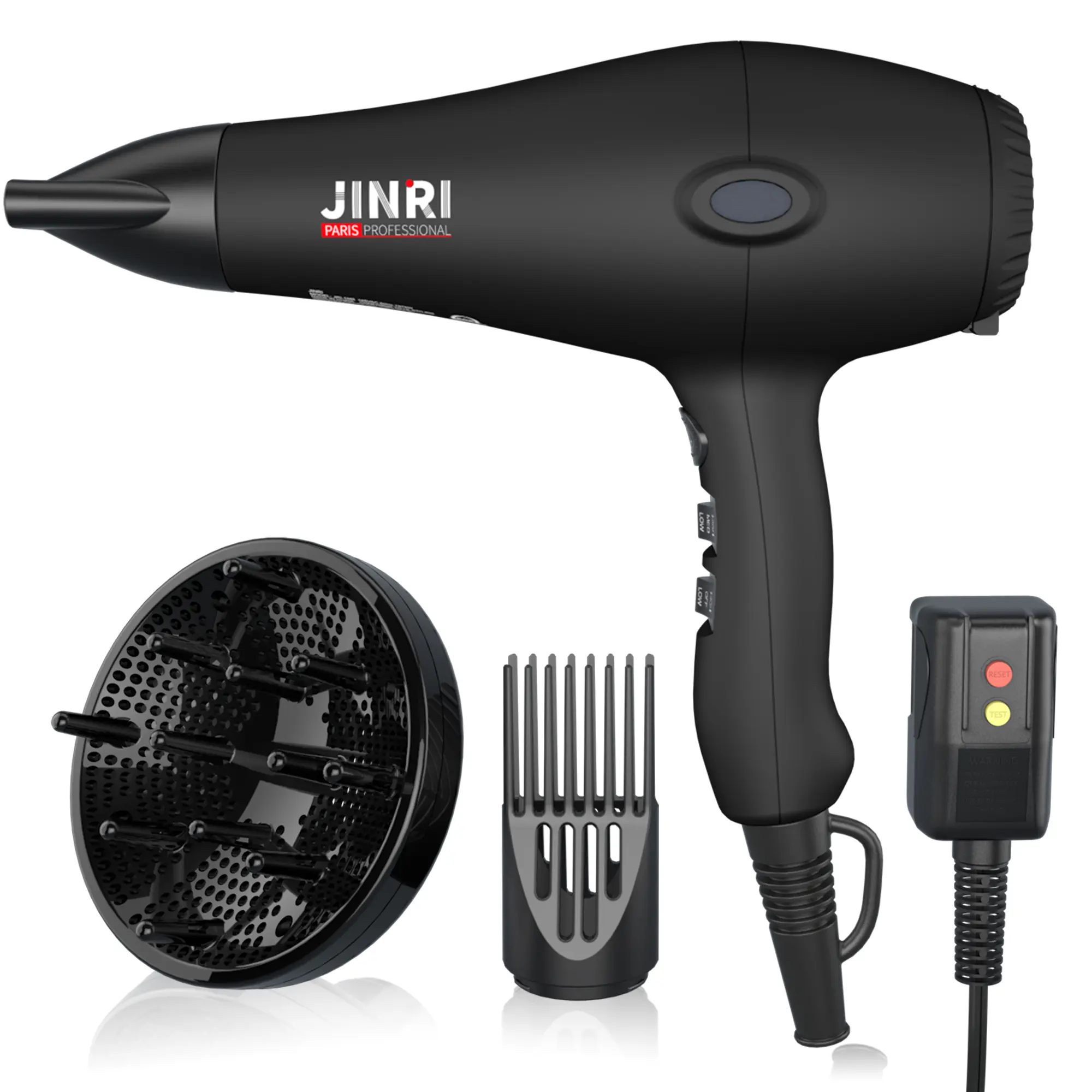 Hair Dryer, Negative Ionic Blow Dryer with Diffuser Concentrator Comb, 2 Speed 3 Heat Settings, Low Noise Long Life Style-Brown/Black gold