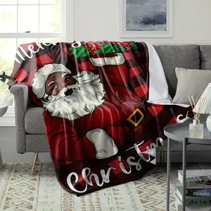 Cozy Christmas Flannel Throw Blanket - Plaid Santa Design, Soft & Warm For Couch, Bed, Office - All-Season Hypoallergenic Gift