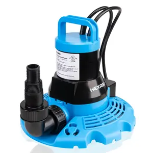 Hexago Automatic Swimming Pool Cover Pump, 1/2HP Submersible Water Pump with Check Valve Adapter & 33FT Power Cord, 3200GPH Water Removal Cover Pump for Pool, Hot Tubs, Rooftops and Water Beds