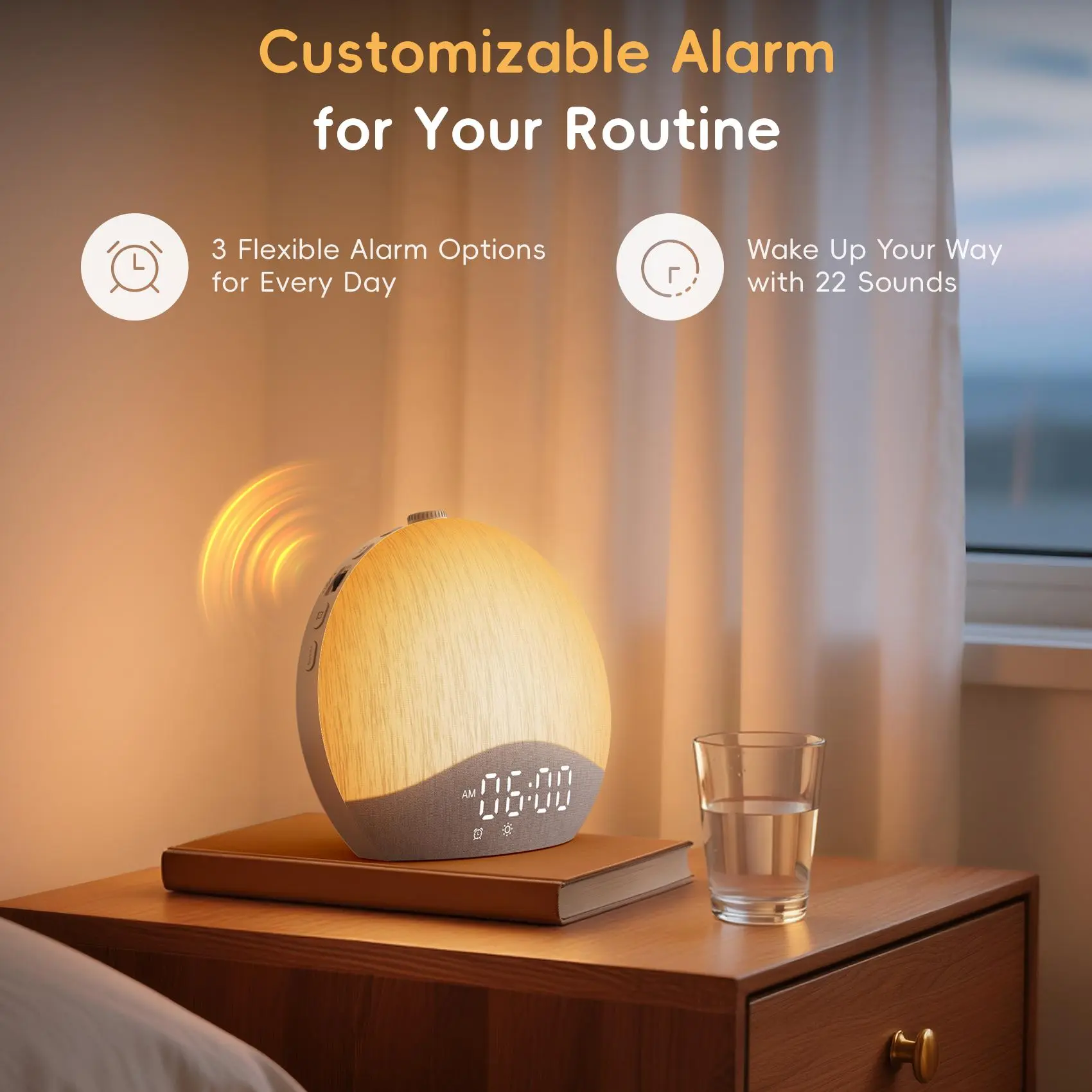 ecozy Upgraded Sunrise Alarm Clock for Heavy Sleepers, Smart Wake