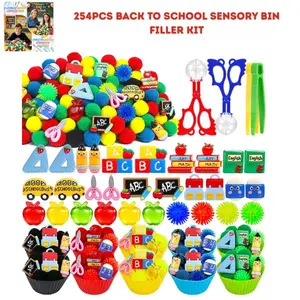 254PCS Back to School Sensory Bin Filler Kit, Fine Motor Skills Toys, Preschool Learning Activities, Counting & Sorting Manipulatives, Classroom Supplies, Homeschool Educational Toys for Kids