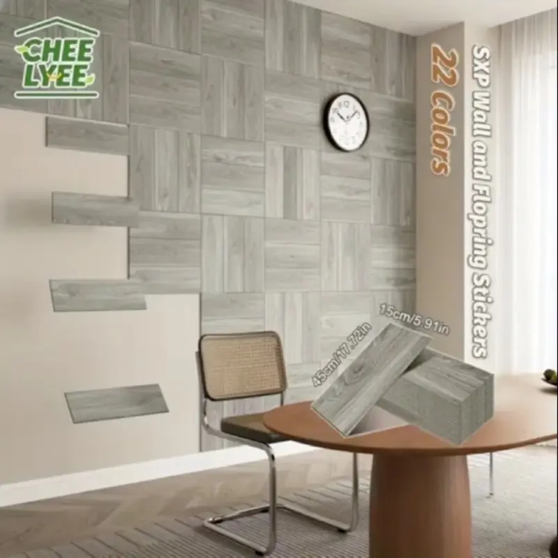 40pcs Retro Wood Grain Anti-Slip Self-Adhesive Floor Stickers, DIY Removable Vinyl Decals for Kitchen & Bedroom, Home Decor