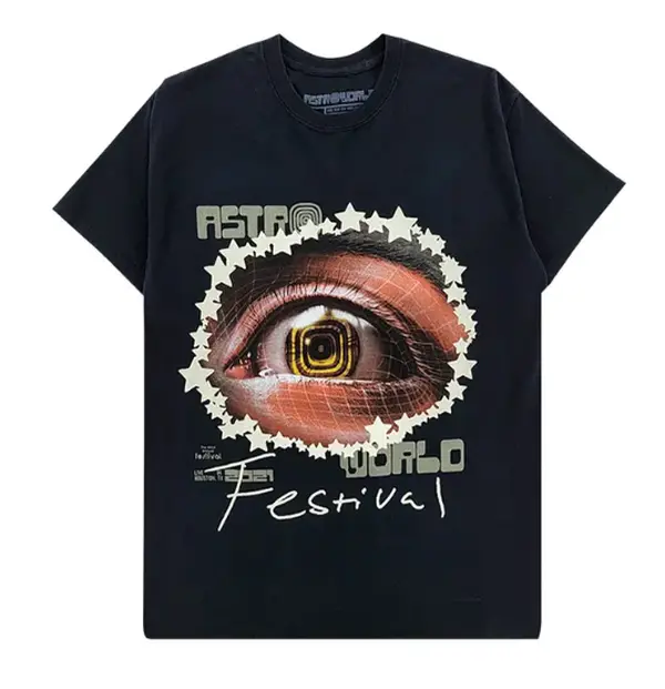 Travis Scott Astroworld Starry Eye Tee Washed Black - S, M, L, XL