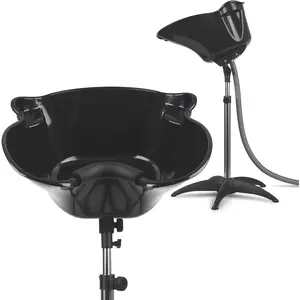 Portable Mobile Shampoo Bowl,Height-Adjustable Tear Free Hair Washing Sink,with Drain Pipe and Bucket,for Beauty Salon,Barber Shop,Home