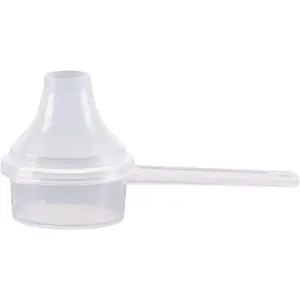Plastic Measuring Scoop with Funnel,  (9 cc | 2 Teaspoon | 9 mL) Measuring Spoons for Powders, Coffee, , Protein, Spices and Or Dry Goods (Pack of 1, Opaque, No Cap)