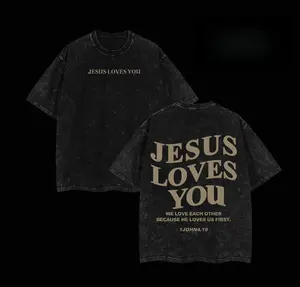 Jesus Loves You Washed T-Shirt, Jesus Tee, Jesus Tshirt , Christian Apparel Streetwear Menswear Oversized Top Classic Cotton Men Women ,fathersdaygift