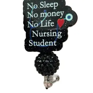 Badge reel retractable interchangeable beaded