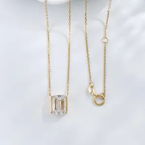 18-K lab-grown diamond, 2 ct, VVS2–E, emerald cut; stylish, elegant, light luxury women’s collarbone necklace, APYN0138–Y