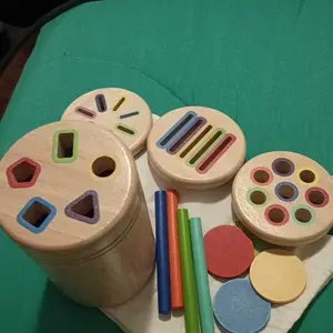 Wooden Color Classification Pen Holder Toy, 4-in-1 Wooden Stick Design Shape Recognition & Matching Hand-Eye Coordination Puzzle Toy #TOP PICKS