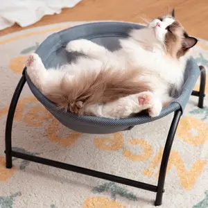 Cat/Dog Hammock Bed Free-Standing Elevated Pet Bed for Dogs & Cats Indoors Outdoors Stable Breathable Easy Assembly Cute Calming Design