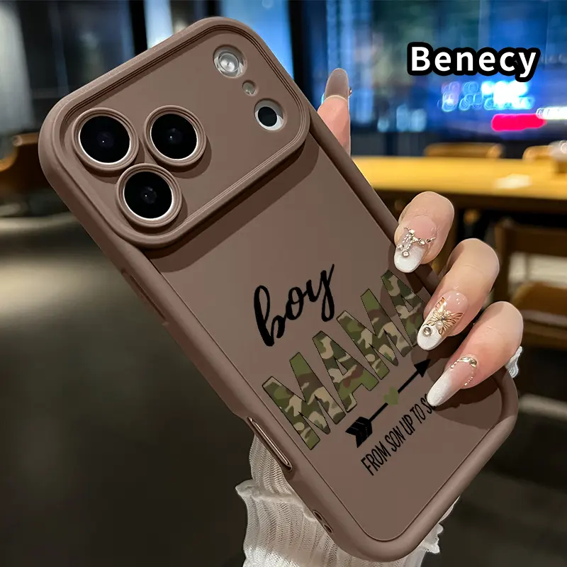 Boy Mama Tribute Pattern TPU Phone Case for iPhone 17 Pro Max 16 15 14 Plus 13 12 Mini 11 XR X XS Air E Shockproof Full Camera Protection Durable Slim Silicone Cover Smartphone Casing