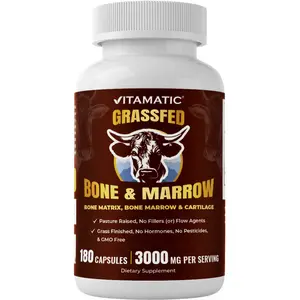 Vitamatic Grass-Fed Beef Bone & Marrow 180 Capsules Freeze-Dried Non-GMO Bovine Liver Supplement Pasture-Raised Glandular-Based Formula
