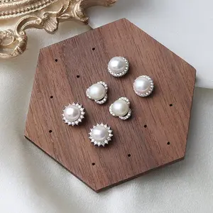 S925 Sterling Silver Needle Natural Freshwater Pearl Stud Earrings with Diamonds Simple Classic Versatile Earrings Manufacturer In Stock Wholesale