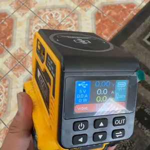 Azocek Adjustable 2–30V DC Voltage Regulator Compatible with Milwaukee 18V Battery – 300W XT60 Output, 100W USB-C PD3.1, 18W USB-A Fast Charging, 15W Wireless Charging, LCD Display [Battery Not Included]