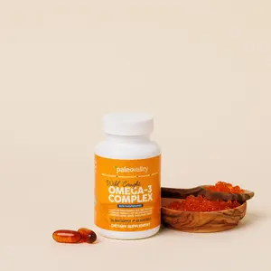 Paleovalley Omega-3 Complex, Wild Caught Fish Oil Softgels, 1,050mg Omega-3s, 750mg DHA, 187mg EPA, Phospholipid Bound Omega-3 Supplement for Brain, Heart and Joint Health, 30 Servings
