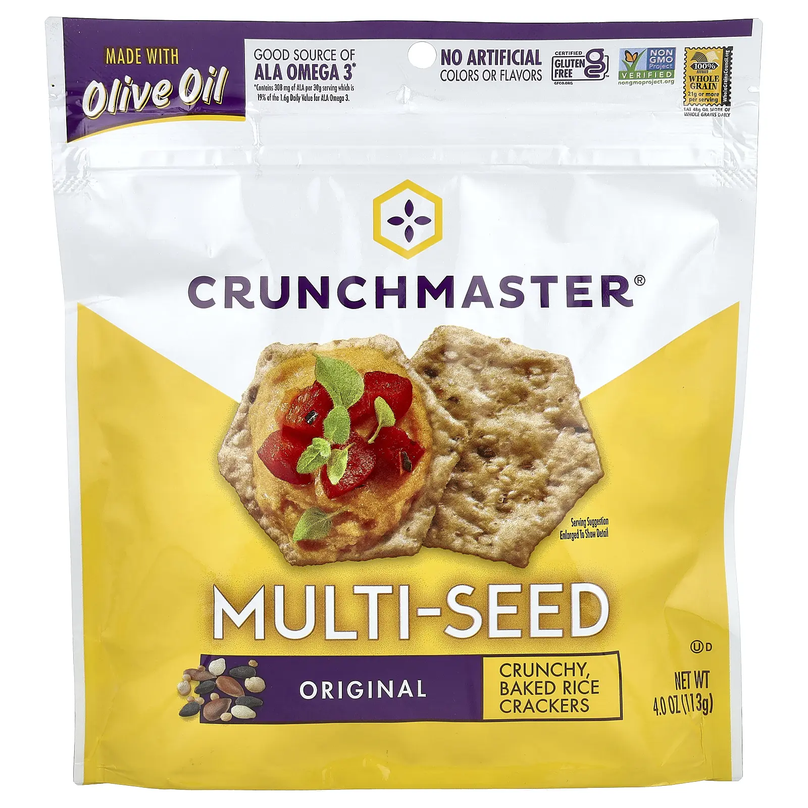 Crunchmaster Multi-Seed, Crunchy Baked Rice Crackers, Original, 4 oz ...