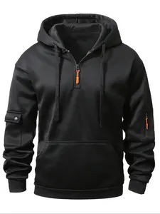 Men's Hooded Sweatshirt Long Sleeve Drawstring Cap Kangaroo Pocket Casual Sportswear Fall Winter Fitted Top for Daily Wear