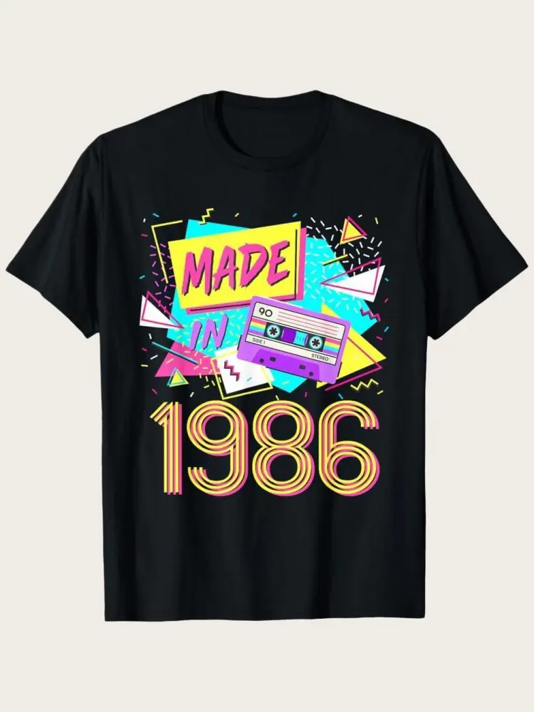 100% Premium Cotton Graphic Tee Made In 1986 40 Years Old Retro Vintage 80s 40th Birthday T-Shirt