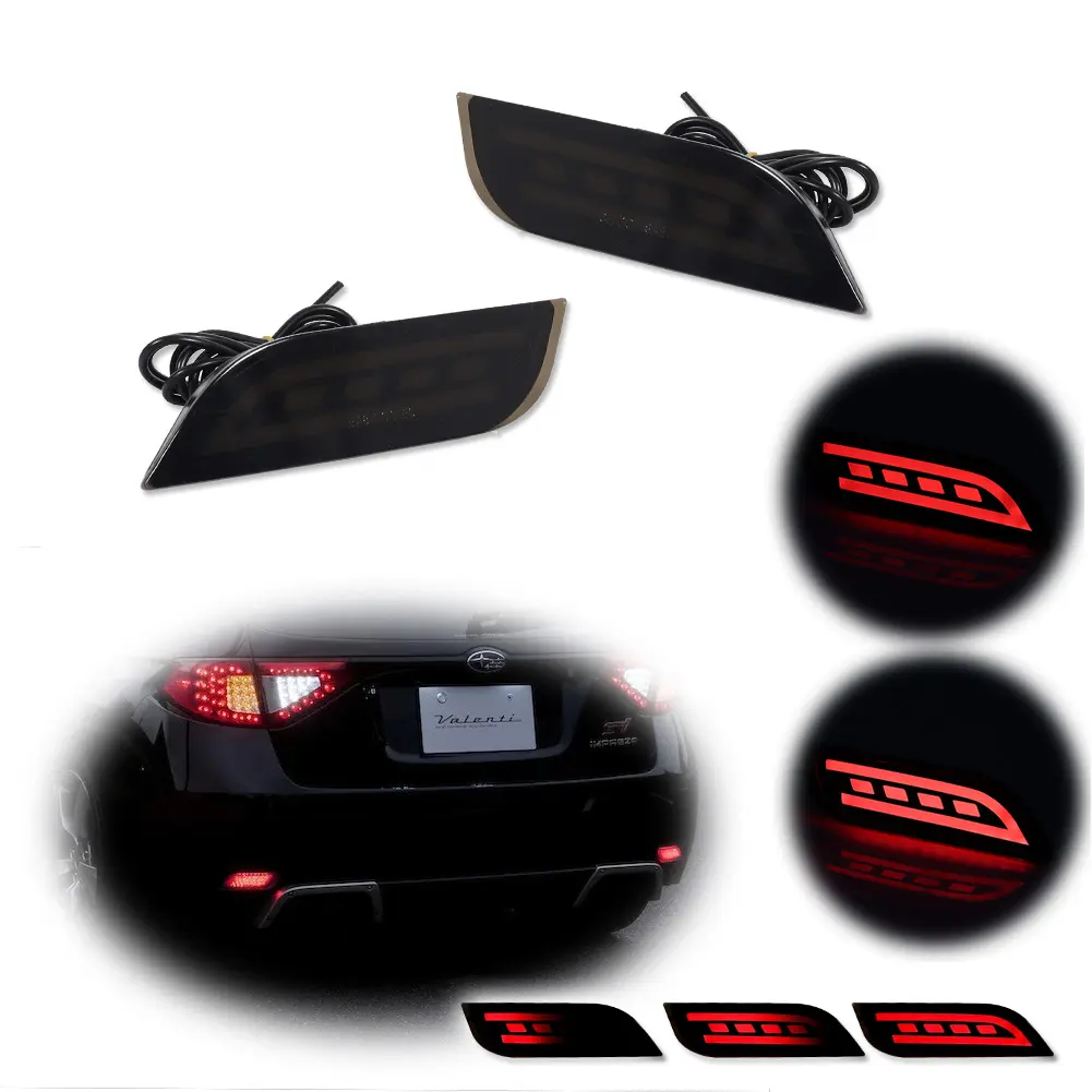 2pcs Smoke Lens Rear Reflector Tail Brake lamps LED Lights For 2008 2009 2010 2011 2102 20123 2014 Subaru Impreza WRX STI,Replace OEM 84281FG000, 84281FG010; SU1185100, SU1184100