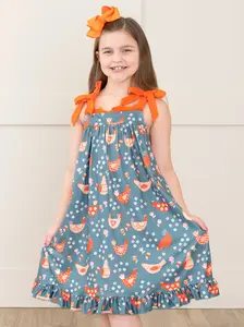 Whimsical Chickens Bow Dress
