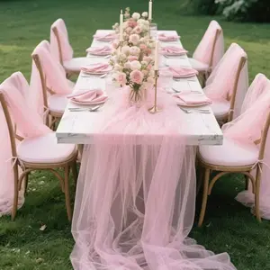 1 pc Elegant Peach Pink Tulle Decoration Suitable for DIY sewing crafts, wedding arch decor, birthday party backdrops, restaurant table decor and home decoration