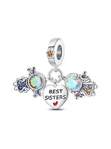Best Sisters Charm, Fashionable Heart Shaped Pendant for Bracelet & Necklace, Trendy All-match & Exquisite Jewelry for Birthday Gift
