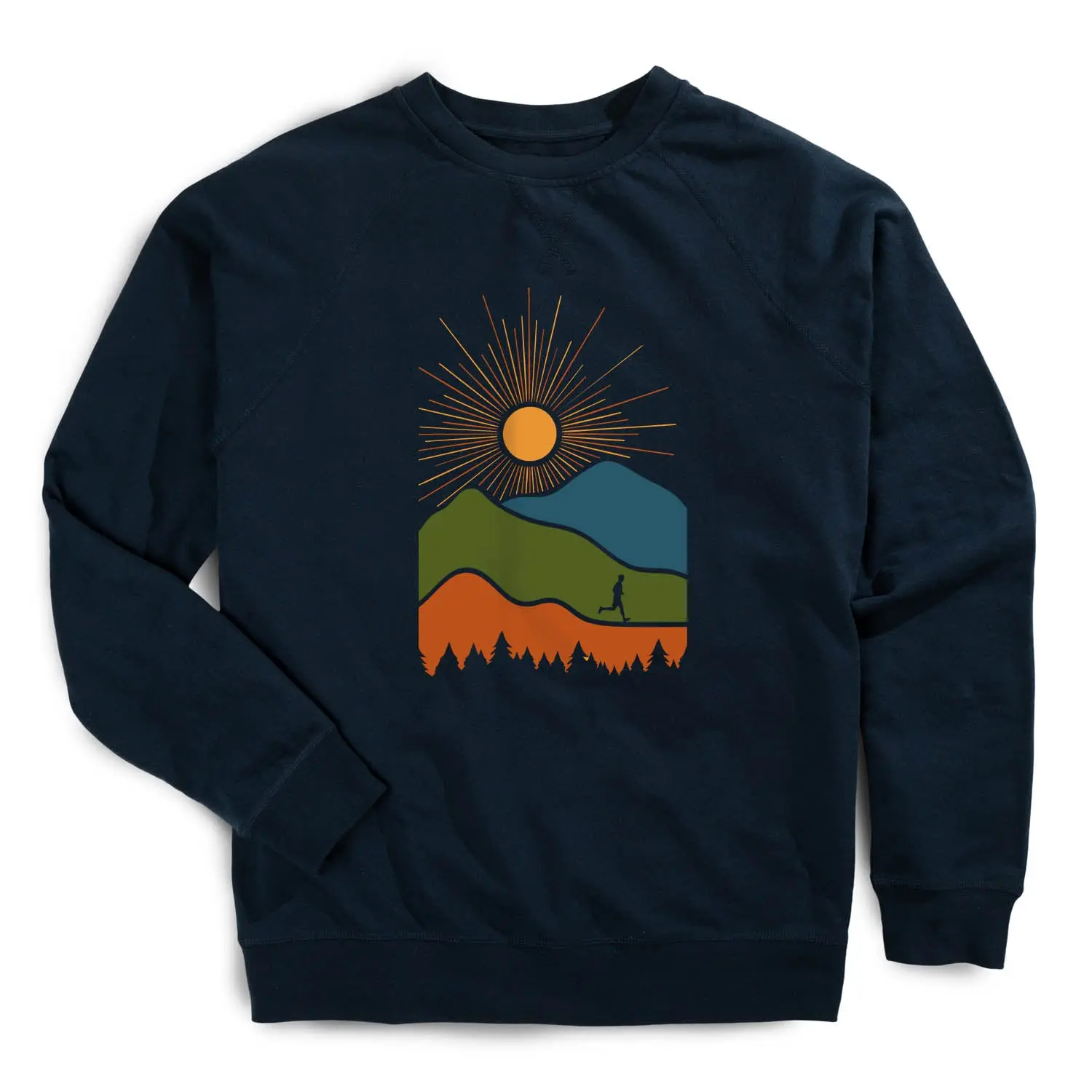 Women's Ridge Runner Raglan Crew Neck Sweatshirt - Soft Fleece, Structured Yet Comfortable, Graphic Design, Ideal for Cool-Weather Runs & Recovery Days, Pullovers, Casual