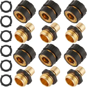 6 Set Quick Connect Hose Fittings for Garden Hose Quick Connector with Gasket, 3/4 Inch GHT Male and Female Attachment Quick Release Water Hose Adapter,365 days ,Halloween/Christmas gifts,Can be quickly installed by people of all ages and genders
