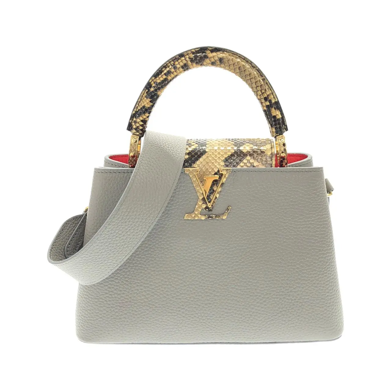 Pre-owned Louis Vuitton Calfskin Shoulder Bags Capucines BB Python Bag