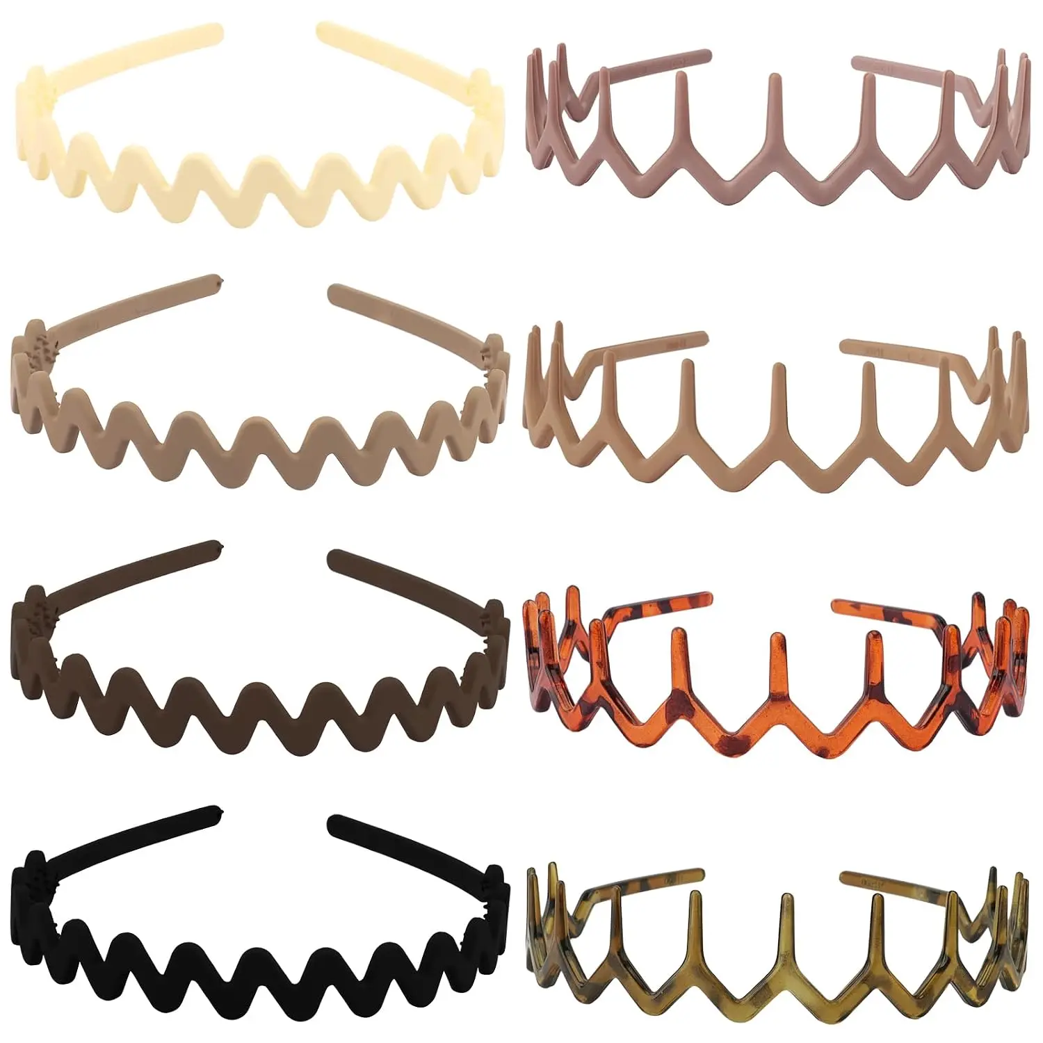 8PCS Wavy Headbands with Teeth No Slip Hair Bands for Women