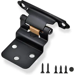 50 Pack 25 Pairs 3/8" Inset Cabinet Door Hinges - Black Offset Self Closing
