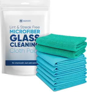 Claro 2 Step Glass Cleaning Cloth 8-Pack – Green Wet & Blue Dry Microfiber Towels Cleaning for Windows, Mirrors & Glass - Streak and Lint Free Cloth for Home, TV, Shower - Machine Washable
