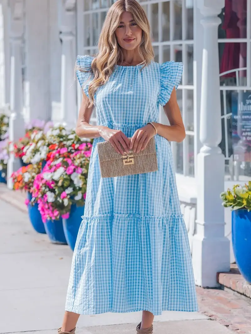 light blue gingham dress - TikTok Shop light blue gingham dress - TikTok Shop