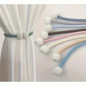 2 Pcs Classic Magnetic Curtain Tiebacks, European Design, Strong Magnet Braided Rope, Home Decor Accessories, Modern Style, No Drilling Needed, Interior Decoration Accessories