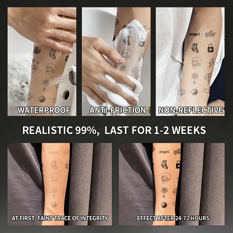 Breathable Herbal Temporary Tattoo for All-Day Comfortable Wear with Unique Designs and Versatile Styles Featuring Angel Crown Butterfly and Lock Motifs temporary tattoo sticker