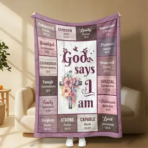 Countdown Sale! Elegant Bible Verse Weighted Flannel Blanket - Inspirational Christian Religious Throw, Soft Warm Cozy Daily Use, Thoughtful Spiritual Holiday Gift for Female Believers