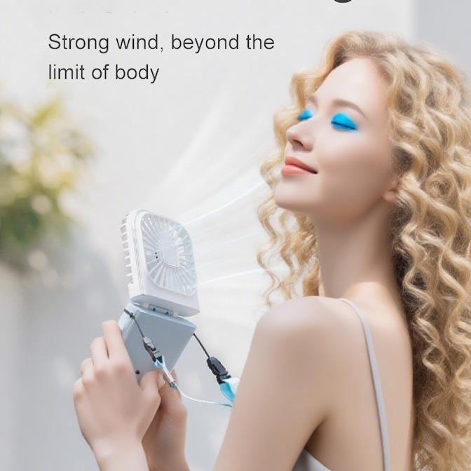 Mini Foldable Rechargeable Fan | 4 Speeds | 3000mAh Power Bank | Neck & Pocket Portable Use cool shop