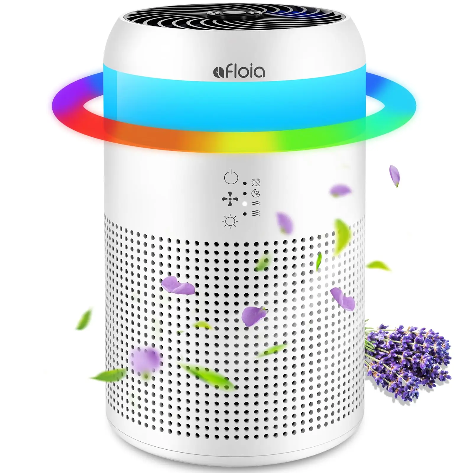 Afloia Demi Mini Air Purifiers for Bedroom with 7 Colors Light & Fragrance Sponge for Home Office Living Room, Small Desktop Air Purifier for Pet Dand