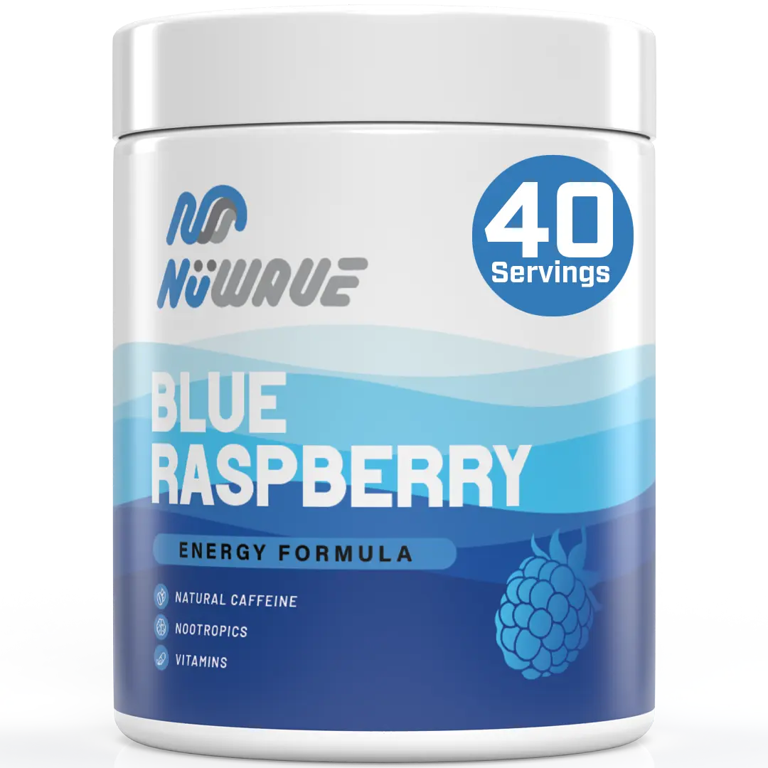 NuWave Energy Drink Formula - BLUE RASPBERRY (40 Servings) - Clean Energy, Focus, No Crash, No Jitter, Sugar Free, with Vitamins and Nootropics