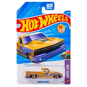 2026 Hot Wheels Bounce'n Bass Layin' Low Gold Pickup Truck 1:64 Diecast Toy Car